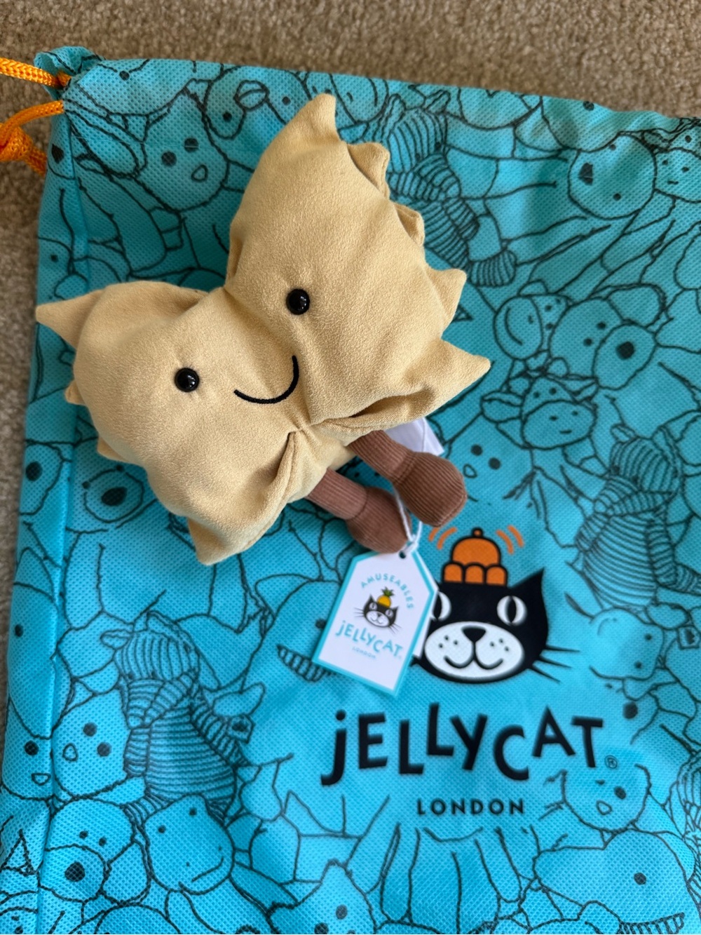 NWT Jellycat Farfalle (Bowtie Pasta) Plush Toy